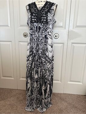Apt. 9 Black and White Crochet-Trim Maxi Dress